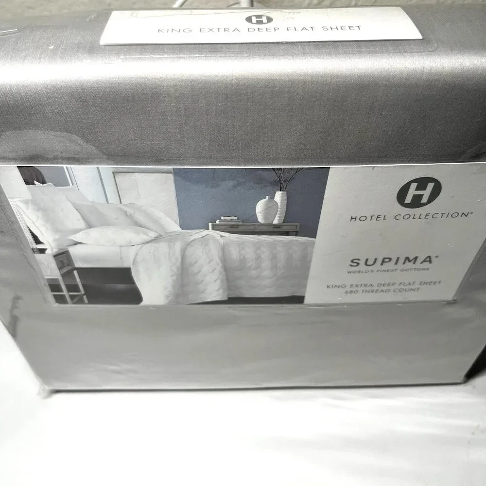 Hotel Collection 680 T.C Supima Cotton King Extra Deep Flat Sheet - Palladium